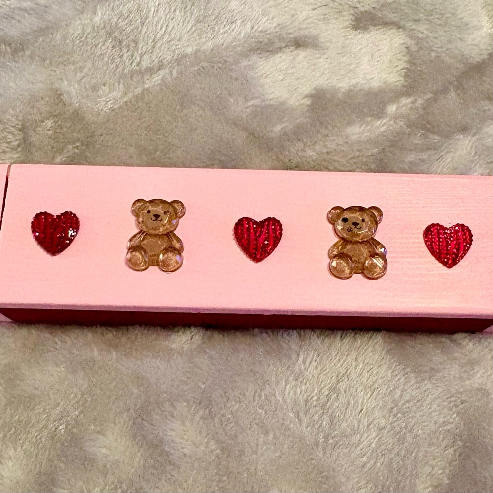 Pink & red teddy bear heart box